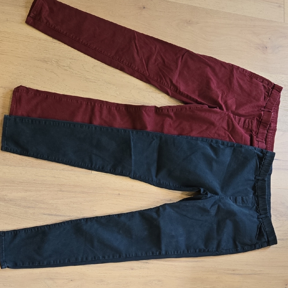 2 pairs - Uniqlo Red and Green Slim Fit Pants